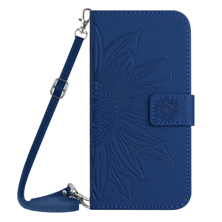 For Xiaomi 13T / 13T Pro Skin Feel Sun Flower Embossed Flip Leather Phone Case with Lanyard(Dark Blue) - Xiaomi Cases by PMC Jewellery | Online Shopping South Africa | PMC Jewellery | Buy Now Pay Later Mobicred