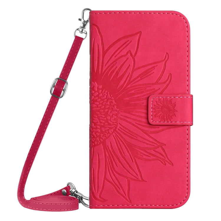 For Xiaomi 14 Pro Skin Feel Sun Flower Embossed Flip Leather Phone Case with Lanyard(Rose Red) - 14 Pro Cases by PMC Jewellery | Online Shopping South Africa | PMC Jewellery | Buy Now Pay Later Mobicred