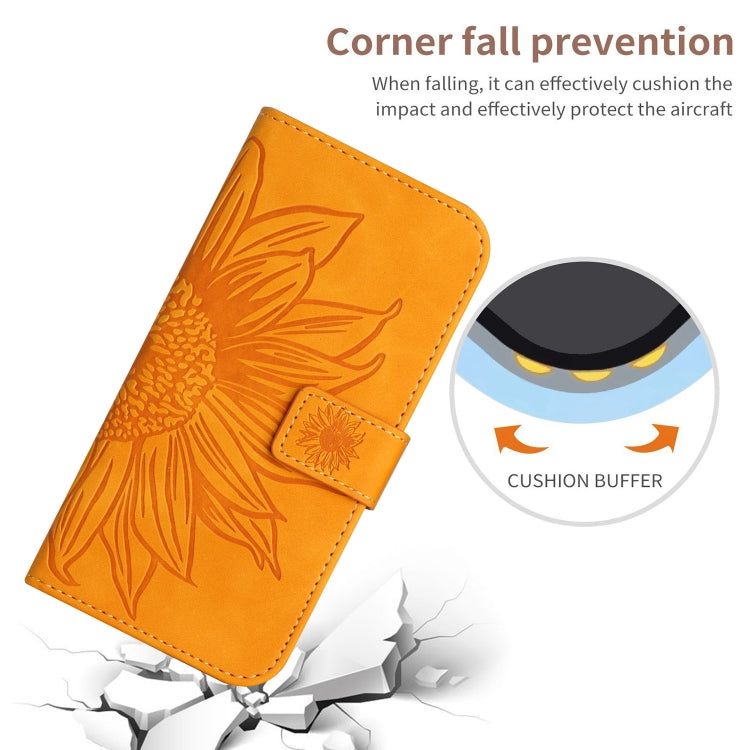 For Xiaomi 14 Pro Skin Feel Sun Flower Embossed Flip Leather Phone Case with Lanyard(Yellow) - 14 Pro Cases by PMC Jewellery | Online Shopping South Africa | PMC Jewellery | Buy Now Pay Later Mobicred