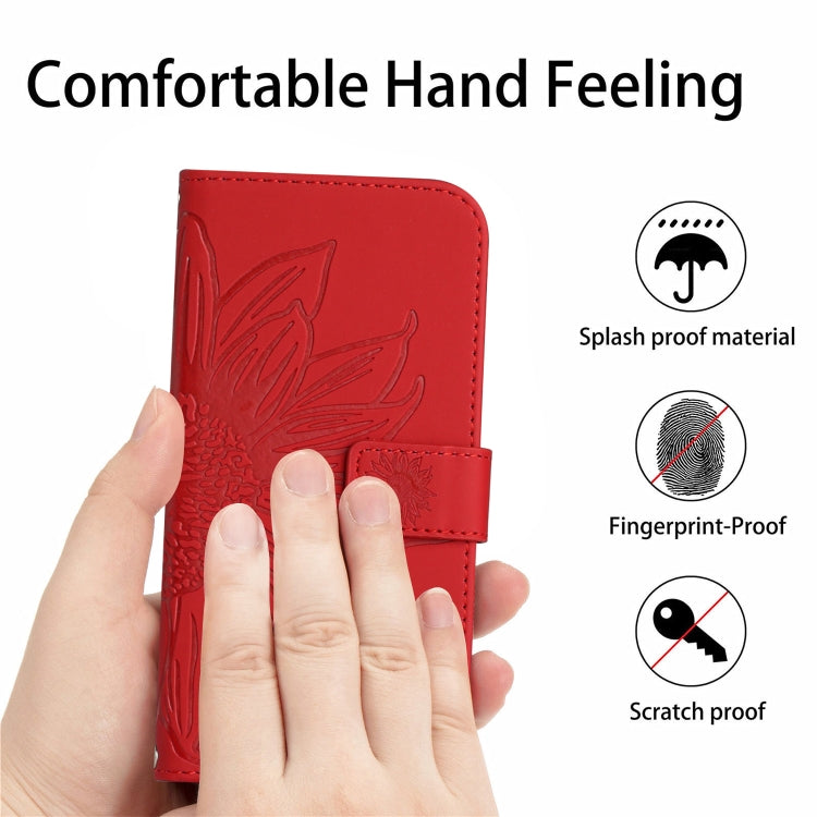 For Xiaomi 14 Pro Skin Feel Sun Flower Embossed Flip Leather Phone Case with Lanyard(Red) - 14 Pro Cases by PMC Jewellery | Online Shopping South Africa | PMC Jewellery | Buy Now Pay Later Mobicred