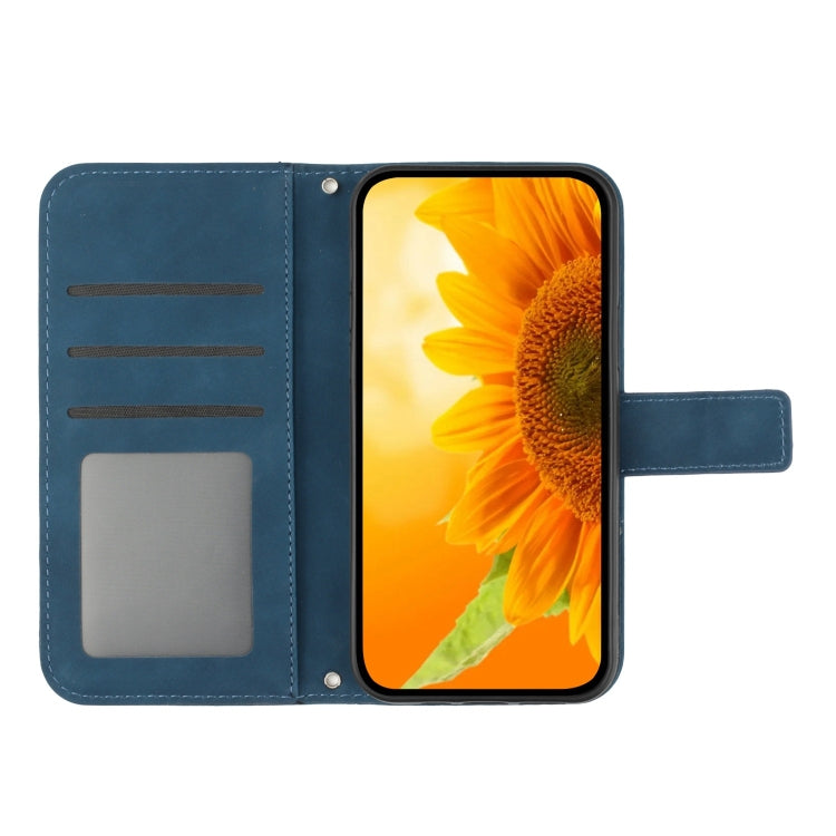 For Xiaomi Redmi 13C 5G Skin Feel Sun Flower Embossed Flip Leather Phone Case with Lanyard(Inky Blue) - 13C Cases by PMC Jewellery | Online Shopping South Africa | PMC Jewellery | Buy Now Pay Later Mobicred