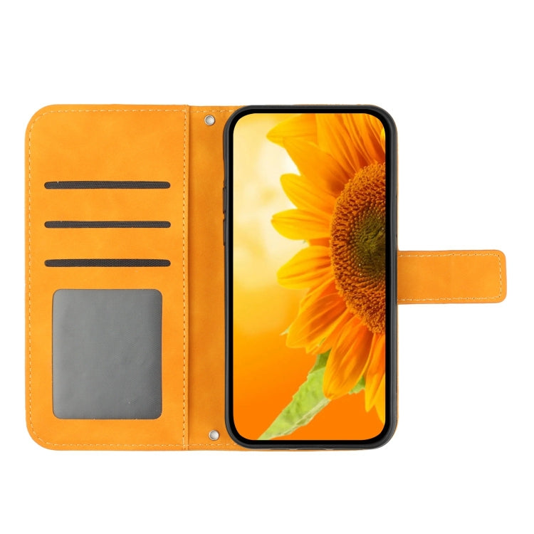 For Xiaomi Redmi 13C 5G Skin Feel Sun Flower Embossed Flip Leather Phone Case with Lanyard(Yellow) - 13C Cases by PMC Jewellery | Online Shopping South Africa | PMC Jewellery