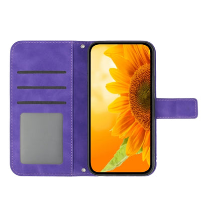 For Xiaomi Redmi Note 13 4G Global Skin Feel Sun Flower Embossed Flip Leather Phone Case with Lanyard(Dark Purple) - Note 13 Cases by PMC Jewellery | Online Shopping South Africa | PMC Jewellery | Buy Now Pay Later Mobicred