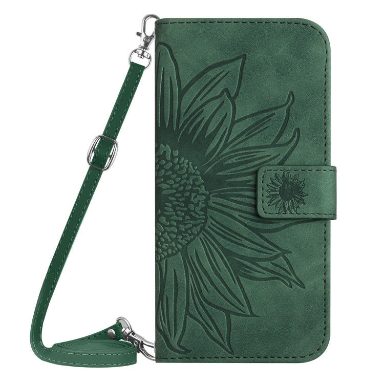 For Xiaomi Redmi A3 Skin Feel Sun Flower Embossed Flip Leather Phone Case with Lanyard(Green) - Xiaomi Cases by PMC Jewellery | Online Shopping South Africa | PMC Jewellery | Buy Now Pay Later Mobicred