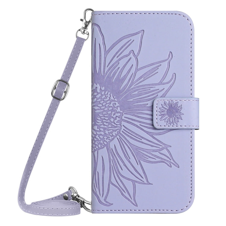 For Xiaomi Redmi Note 13 Pro 4G Global Skin Feel Sun Flower Embossed Flip Leather Phone Case with Lanyard(Purple) - Note 13 Pro Cases by PMC Jewellery | Online Shopping South Africa | PMC Jewellery | Buy Now Pay Later Mobicred