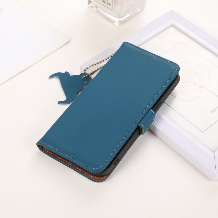 For Xiaomi Redmi Note 13 4G Genuine Leather Magnetic RFID Leather Phone Case(Blue) - Note 13 Cases by PMC Jewellery | Online Shopping South Africa | PMC Jewellery | Buy Now Pay Later Mobicred