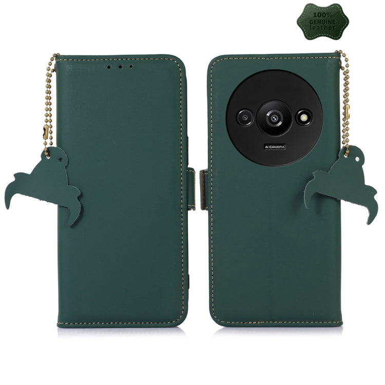 For Xiaomi Redmi A3 Genuine Leather Magnetic RFID Leather Phone Case(Green) - Xiaomi Cases by PMC Jewellery | Online Shopping South Africa | PMC Jewellery | Buy Now Pay Later Mobicred