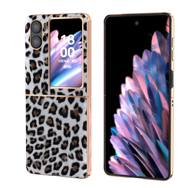 For OPPO Find N2 Flip Nano Plating Leopard Texture Phone Case(Silver Leopard) - Find N2 Flip Cases by PMC Jewellery | Online Shopping South Africa | PMC Jewellery | Buy Now Pay Later Mobicred