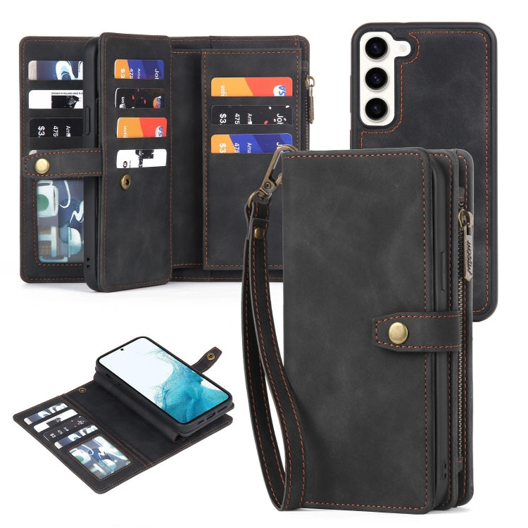 For Samsung Galaxy S21 FE 5G Zipper Wallet Detachable MagSafe Leather Phone Case(Black) - Galaxy Phone Cases by PMC Jewellery | Online Shopping South Africa | PMC Jewellery