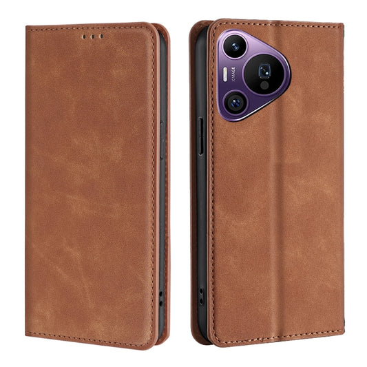 For Huawei Pura 70 Pro / Pro+ Skin Feel Magnetic Leather Phone Case(Light Brown) - Huawei Cases by PMC Jewellery | Online Shopping South Africa | PMC Jewellery | Buy Now Pay Later Mobicred