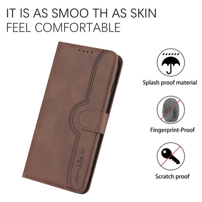 For Xiaomi 14 Pro Heart Pattern Skin Feel Leather Phone Case(Brown) - 14 Pro Cases by PMC Jewellery | Online Shopping South Africa | PMC Jewellery | Buy Now Pay Later Mobicred