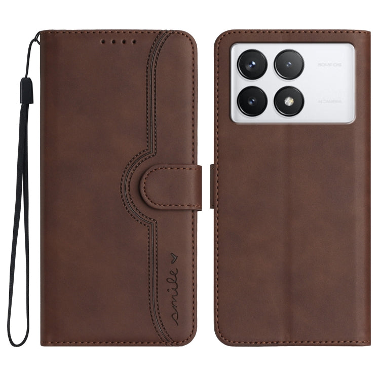 For Xiaomi Redmi K70 Heart Pattern Skin Feel Leather Phone Case(Brown) - K70 Cases by PMC Jewellery | Online Shopping South Africa | PMC Jewellery | Buy Now Pay Later Mobicred