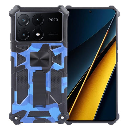 For Xiaomi Poco X6 Pro 5G Camouflage Armor Kickstand TPU + PC Magnetic Phone Case(Dark Blue) - Xiaomi Cases by PMC Jewellery | Online Shopping South Africa | PMC Jewellery | Buy Now Pay Later Mobicred