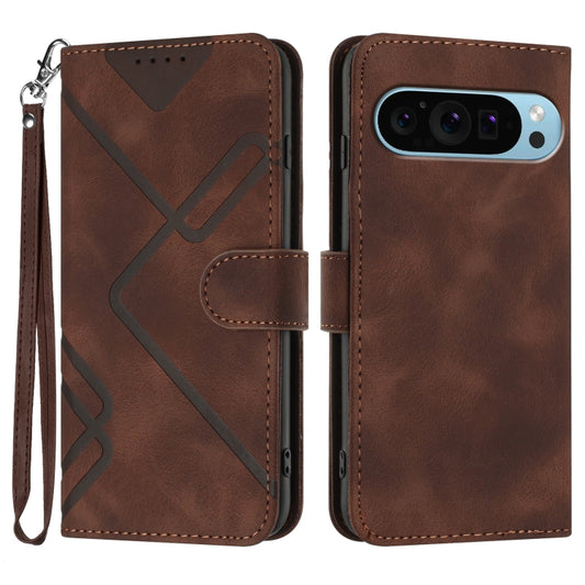 For Google Pixel 9 Pro Line Pattern Skin Feel Leather Phone Case(Coffee) - Google Cases by PMC Jewellery | Online Shopping South Africa | PMC Jewellery | Buy Now Pay Later Mobicred