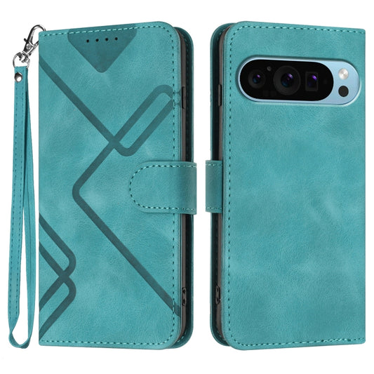 For Google Pixel 9 Line Pattern Skin Feel Leather Phone Case(Light Blue) - Google Cases by PMC Jewellery | Online Shopping South Africa | PMC Jewellery | Buy Now Pay Later Mobicred