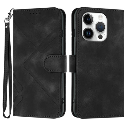 For iPhone 16 Pro Line Pattern Skin Feel Leather Phone Case(Black) - iPhone 16 Pro Cases by PMC Jewellery | Online Shopping South Africa | PMC Jewellery | Buy Now Pay Later Mobicred