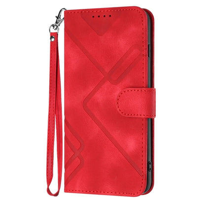 For iPhone 16 Plus Line Pattern Skin Feel Leather Phone Case(Red) - iPhone 16 Plus Cases by PMC Jewellery | Online Shopping South Africa | PMC Jewellery | Buy Now Pay Later Mobicred