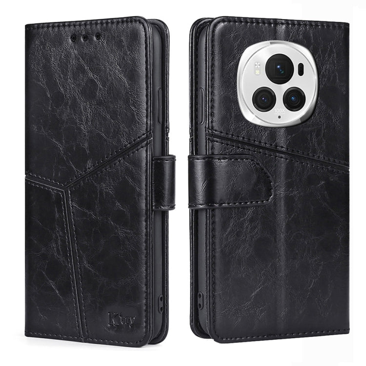 For Honor Magic6 Pro Geometric Stitching Leather Phone Case(Black) - Honor Cases by PMC Jewellery | Online Shopping South Africa | PMC Jewellery | Buy Now Pay Later Mobicred