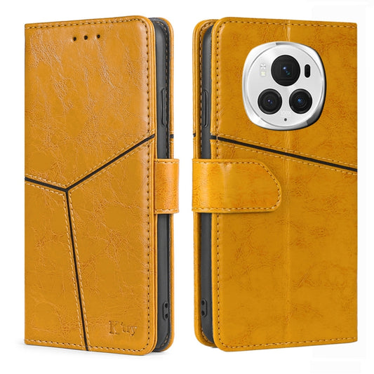 For Honor Magic6 Pro Geometric Stitching Leather Phone Case(Yellow) - Honor Cases by PMC Jewellery | Online Shopping South Africa | PMC Jewellery | Buy Now Pay Later Mobicred