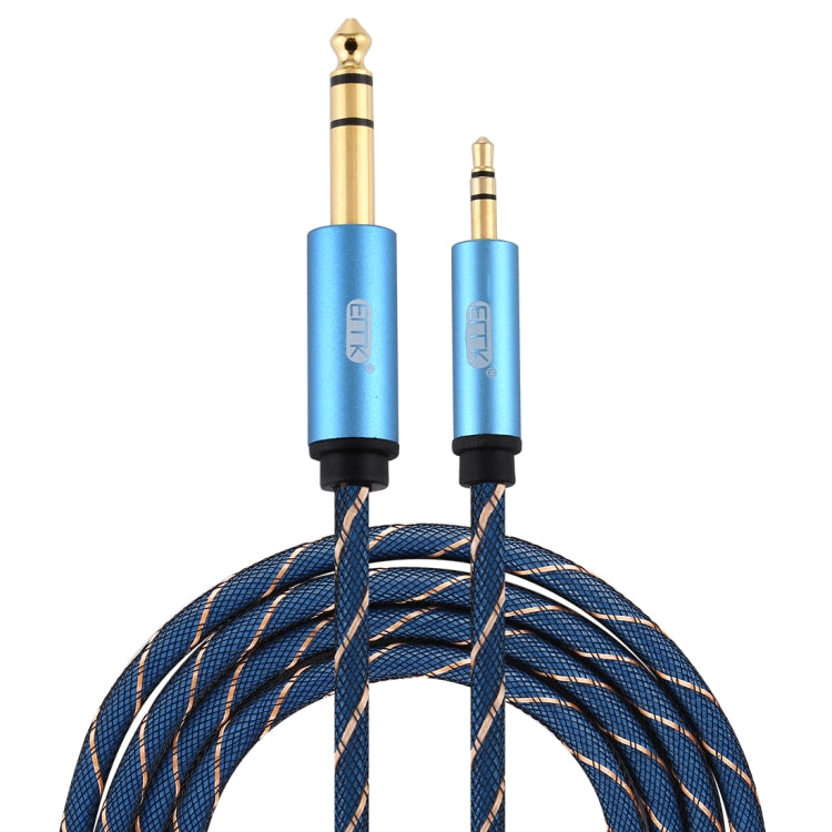 EMK 3.5mm Jack Male to 6.35mm Jack Male Gold Plated Connector Nylon Braid AUX Cable for Computer / X-BOX / PS3 / CD / DVD, Cable Length:2m(Dark Blue) - Audio Optical Cables by EMK | Online Shopping South Africa | PMC Jewellery | Buy Now Pay Later Mobicred