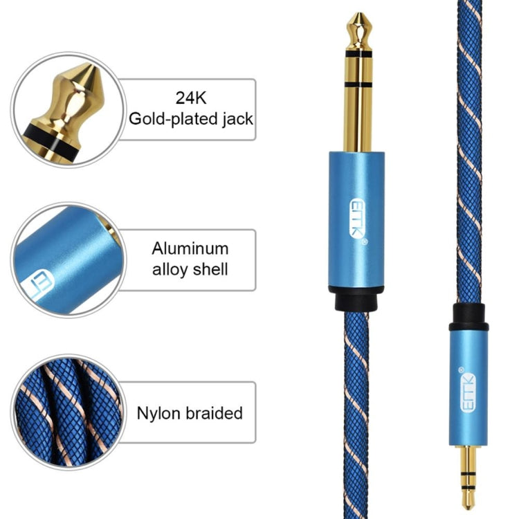 EMK 3.5mm Jack Male to 6.35mm Jack Male Gold Plated Connector Nylon Braid AUX Cable for Computer / X-BOX / PS3 / CD / DVD, Cable Length:2m(Dark Blue) - Audio Optical Cables by EMK | Online Shopping South Africa | PMC Jewellery | Buy Now Pay Later Mobicred