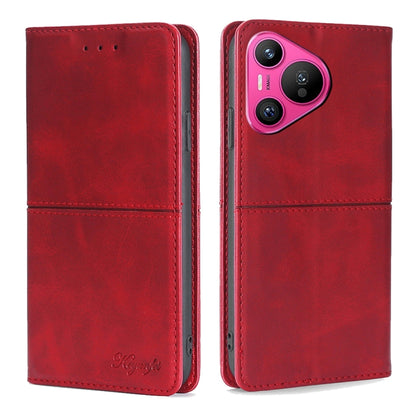 For Huawei Pura 70 5G Cow Texture Magnetic Leather Phone Case(Red) - Huawei Cases by PMC Jewellery | Online Shopping South Africa | PMC Jewellery | Buy Now Pay Later Mobicred