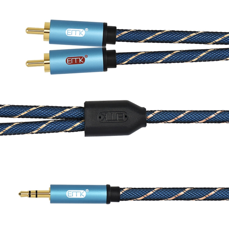 EMK 3.5mm Jack Male to 2 x RCA Male Gold Plated Connector Speaker Audio Cable, Cable Length:1.5m(Dark Blue) - Audio Optical Cables by EMK | Online Shopping South Africa | PMC Jewellery | Buy Now Pay Later Mobicred