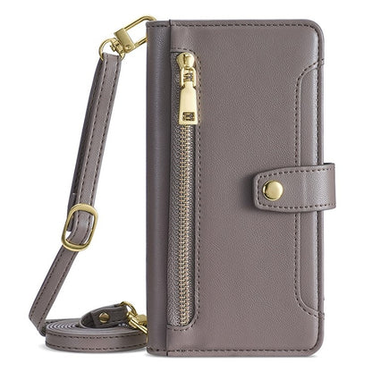 For Honor Magic6 Pro 5G Sheep Texture Cross-body Zipper Wallet Leather Phone Case(Grey) - Honor Cases by PMC Jewellery | Online Shopping South Africa | PMC Jewellery | Buy Now Pay Later Mobicred