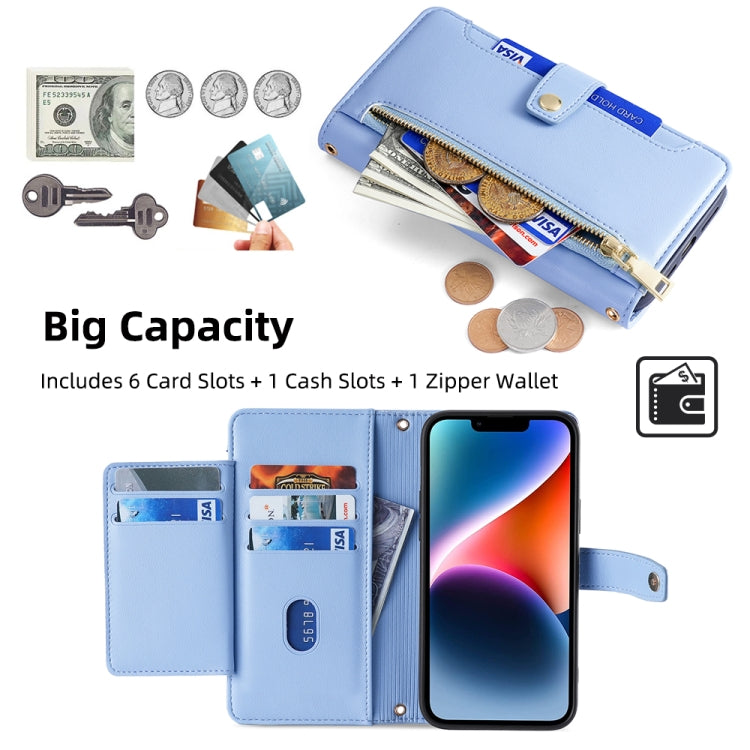 For Samsung Galaxy S24 5G Sheep Texture Cross-body Zipper Wallet Leather Phone Case(Blue) - Galaxy S24 5G Cases by PMC Jewellery | Online Shopping South Africa | PMC Jewellery | Buy Now Pay Later Mobicred