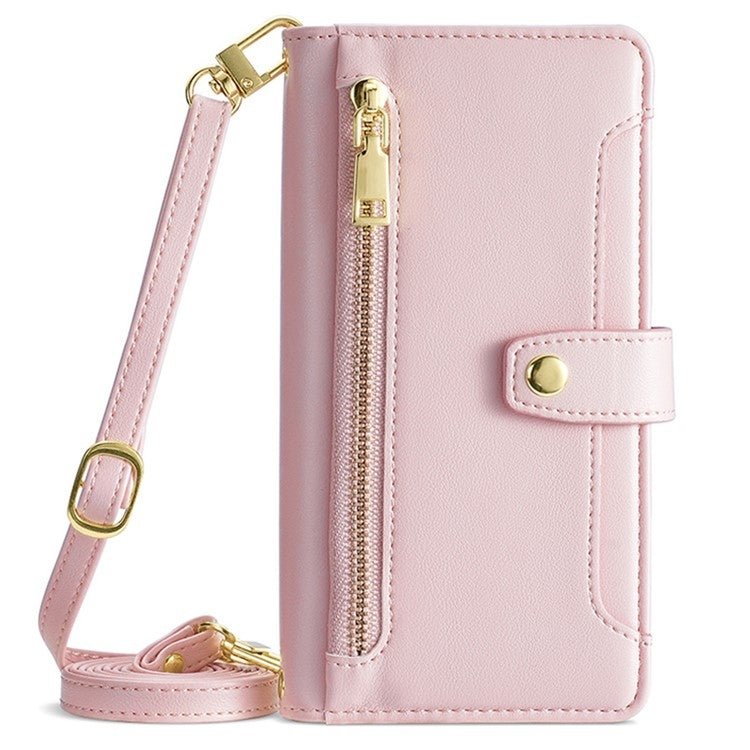 For Samsung Galaxy S24 Ultra 5G Sheep Texture Cross-body Zipper Wallet Leather Phone Case(Pink) - Galaxy S24 Ultra 5G Cases by PMC Jewellery | Online Shopping South Africa | PMC Jewellery | Buy Now Pay Later Mobicred