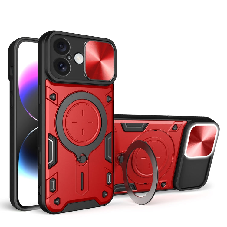 For iPhone 16 CD Texture Sliding Camshield Magnetic Holder Phone Case(Red) - iPhone 16 Cases by PMC Jewellery | Online Shopping South Africa | PMC Jewellery | Buy Now Pay Later Mobicred