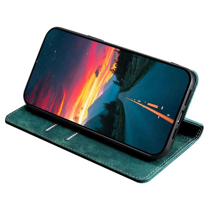 For Honor Magic6 Pro RFID Anti-theft Brush Magnetic Leather Phone Case(Green) - Honor Cases by PMC Jewellery | Online Shopping South Africa | PMC Jewellery | Buy Now Pay Later Mobicred