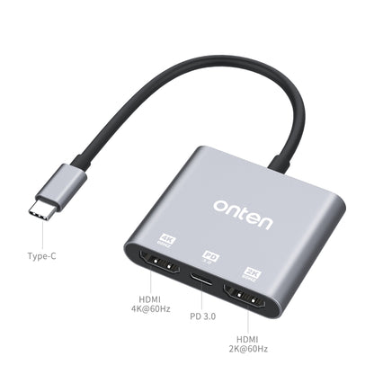 Onten 9175S 3 in 1 USB-C / Type-C to HDMI Adapter(Grey) - Cable & Adapters by Onten | Online Shopping South Africa | PMC Jewellery | Buy Now Pay Later Mobicred