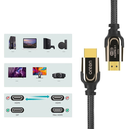 Onten HD180 HDMI 2.1 Version 8K HD Audio Cable, Length:3m(Black) - Cable by Onten | Online Shopping South Africa | PMC Jewellery | Buy Now Pay Later Mobicred