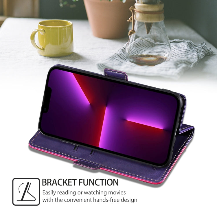 For Huawei Pura 70 Ultra 5G Contrast Color Side Buckle Leather Phone Case(Purple + Rose Red) - Huawei Cases by PMC Jewellery | Online Shopping South Africa | PMC Jewellery | Buy Now Pay Later Mobicred