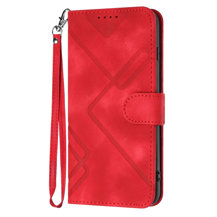 For Xiaomi Redmi 13C Line Pattern Skin Feel Leather Phone Case(Red) - 13C Cases by PMC Jewellery | Online Shopping South Africa | PMC Jewellery | Buy Now Pay Later Mobicred