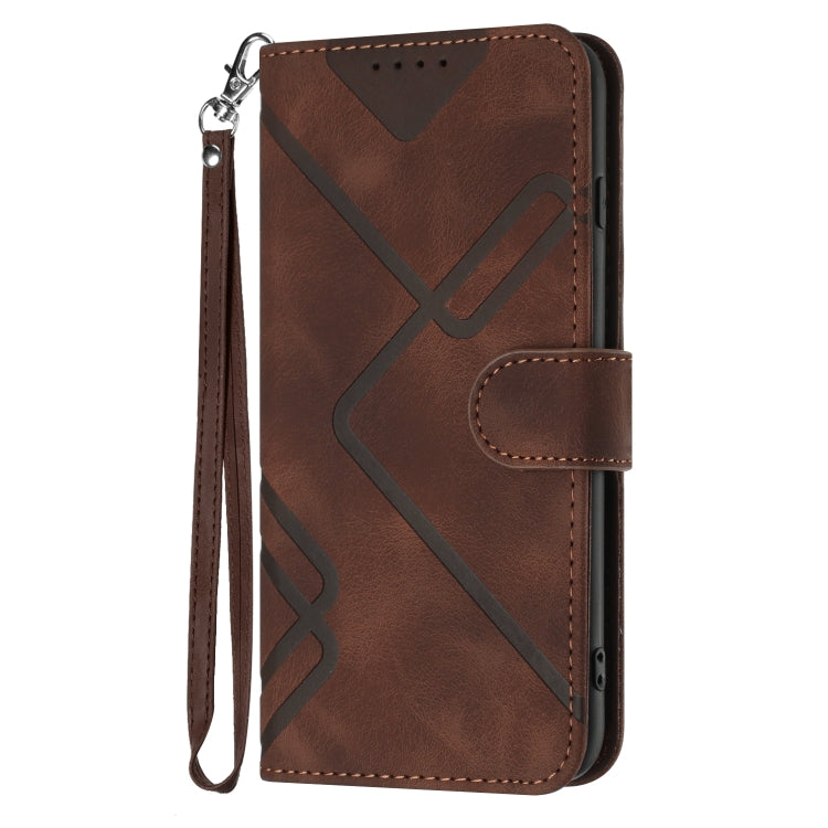 For Xiaomi Redmi K70 Line Pattern Skin Feel Leather Phone Case(Coffee) - K70 Cases by PMC Jewellery | Online Shopping South Africa | PMC Jewellery | Buy Now Pay Later Mobicred