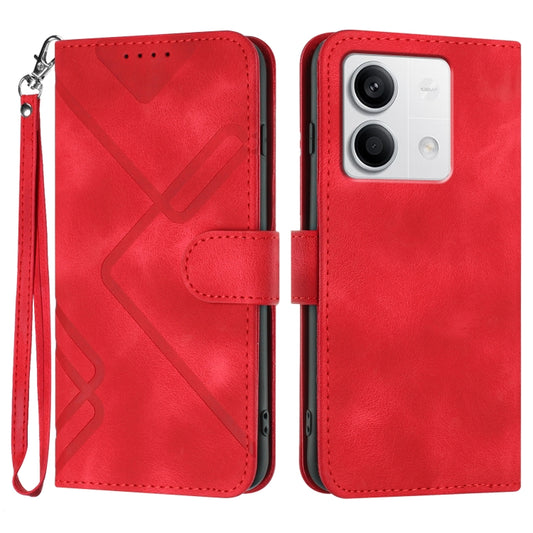 For Xiaomi Redmi Note 13 4G Line Pattern Skin Feel Leather Phone Case(Red) - Note 13 Cases by PMC Jewellery | Online Shopping South Africa | PMC Jewellery | Buy Now Pay Later Mobicred