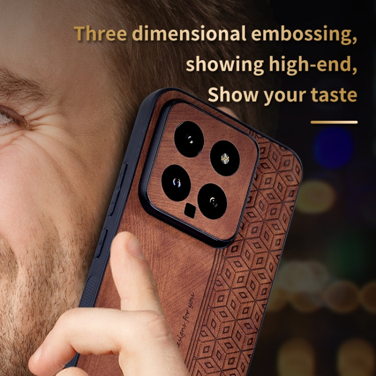 For Xiaomi 14 AZNS 3D Embossed Skin Feel Phone Case(Brown) - 14 Cases by AZNS | Online Shopping South Africa | PMC Jewellery | Buy Now Pay Later Mobicred