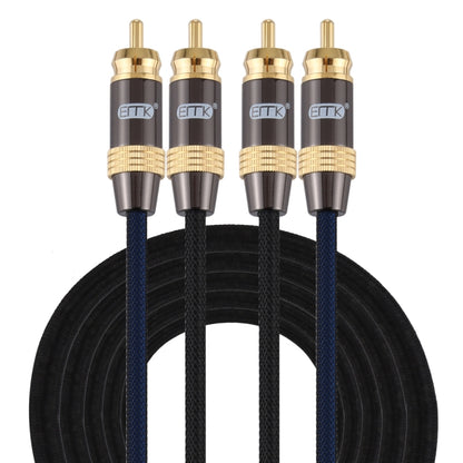 EMK 2 x RCA Male to 2 x RCA Male Gold Plated Connector Nylon Braid Coaxial Audio Cable for TV / Amplifier / Home Theater / DVD, Cable Length:3m(Black) - Audio Optical Cables by EMK | Online Shopping South Africa | PMC Jewellery | Buy Now Pay Later Mobicred