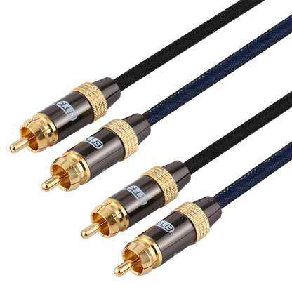 EMK 2 x RCA Male to 2 x RCA Male Gold Plated Connector Nylon Braid Coaxial Audio Cable for TV / Amplifier / Home Theater / DVD, Cable Length:3m(Black) - Audio Optical Cables by EMK | Online Shopping South Africa | PMC Jewellery | Buy Now Pay Later Mobicred