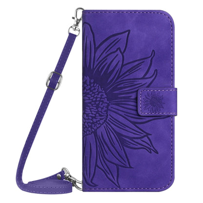 For Realme 11 Pro Skin Feel Sun Flower Embossed Flip Leather Phone Case with Lanyard(Dark Purple) - Realme Cases by PMC Jewellery | Online Shopping South Africa | PMC Jewellery | Buy Now Pay Later Mobicred