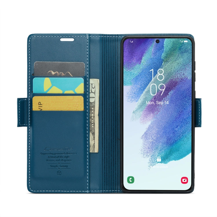 For Samsung Galaxy S21 FE 5G CaseMe 023 Butterfly Buckle Litchi Texture RFID Anti-theft Leather Phone Case(Blue) - Galaxy Phone Cases by CaseMe | Online Shopping South Africa | PMC Jewellery | Buy Now Pay Later Mobicred