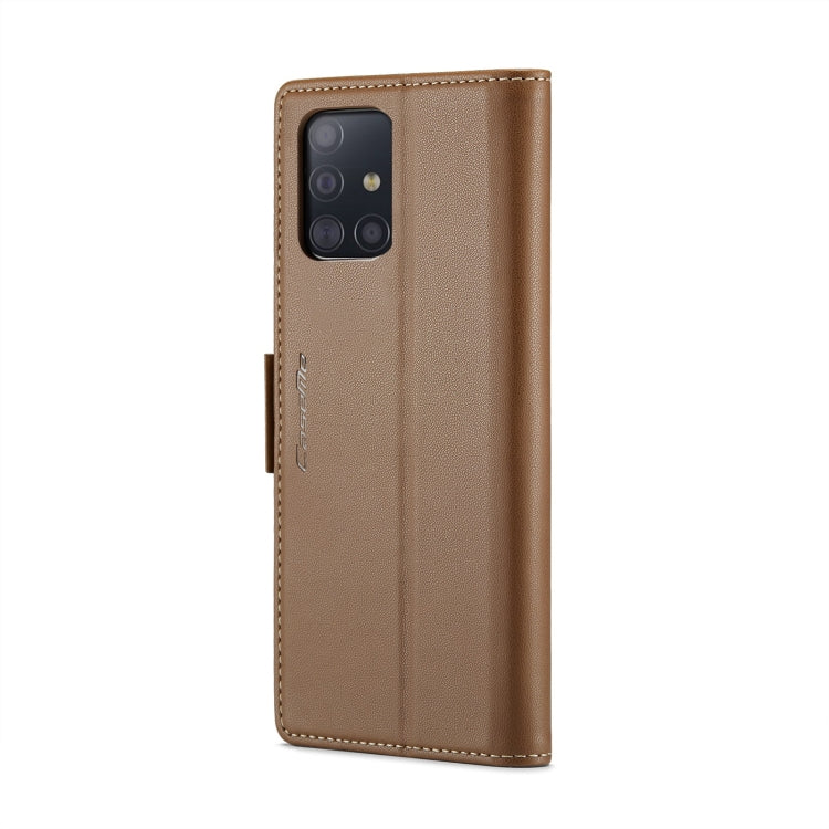 For Samsung Galaxy A51 4G/M40s CaseMe 023 Butterfly Buckle Litchi Texture RFID Anti-theft Leather Phone Case(Brown) - Galaxy Phone Cases by CaseMe | Online Shopping South Africa | PMC Jewellery | Buy Now Pay Later Mobicred