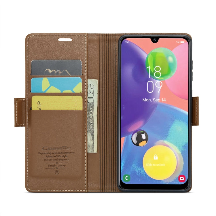 For Samsung Galaxy A70/A70s CaseMe 023 Butterfly Buckle Litchi Texture RFID Anti-theft Leather Phone Case(Brown) - Galaxy Phone Cases by CaseMe | Online Shopping South Africa | PMC Jewellery | Buy Now Pay Later Mobicred