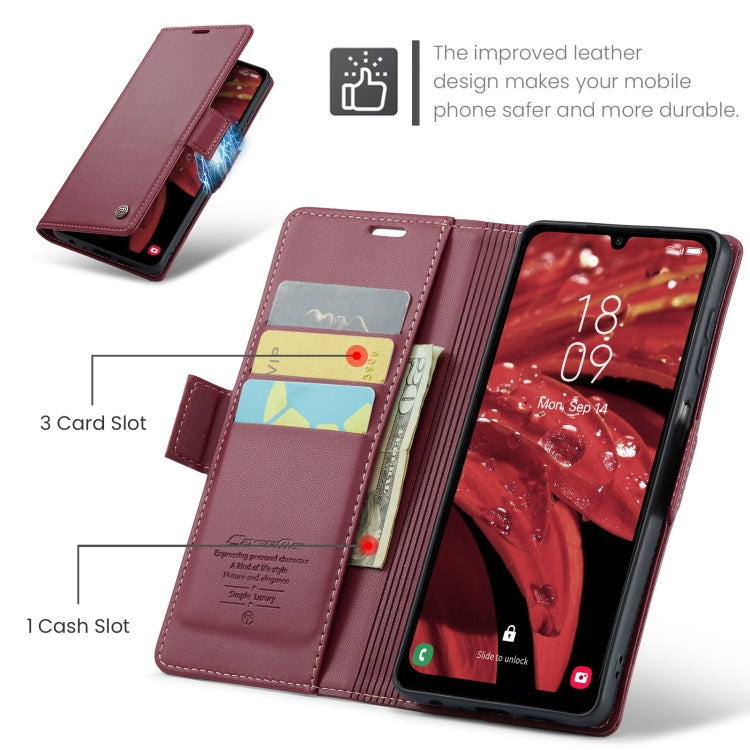 For Samsung Galaxy A25 5G CaseMe 023 Butterfly Buckle Litchi Texture RFID Anti-theft Leather Phone Case(Wine Red) - Galaxy Phone Cases by CaseMe | Online Shopping South Africa | PMC Jewellery | Buy Now Pay Later Mobicred