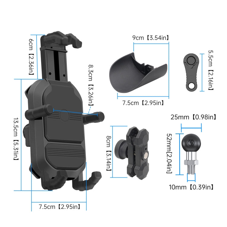 WUPP ZH-1848A2 Motorcycle Shock Absorption Riding Phone Navigation Holder, Style:M10 Ball Joint - Holder by WUPP | Online Shopping South Africa | PMC Jewellery | Buy Now Pay Later Mobicred