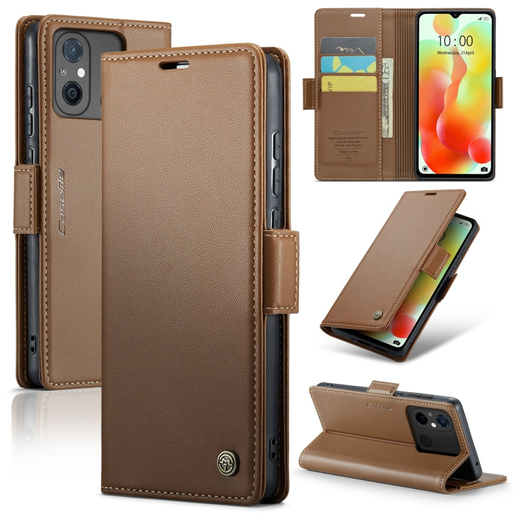 For Xiaomi Redmi 11A/12C CaseMe 023 Butterfly Buckle Litchi Texture RFID Anti-theft Leather Phone Case(Brown) - Xiaomi Cases by CaseMe | Online Shopping South Africa | PMC Jewellery | Buy Now Pay Later Mobicred