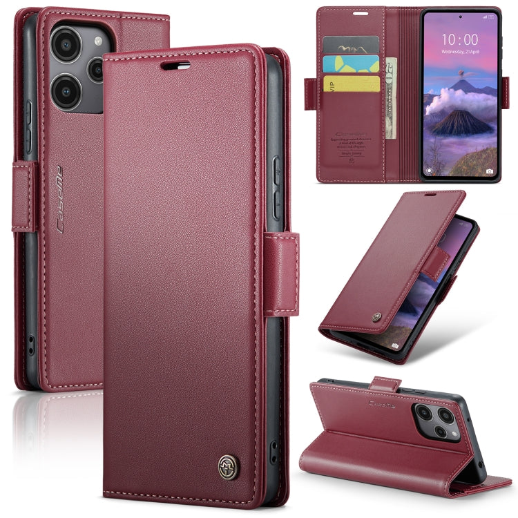 For Xiaomi Redmi 12 4G／12 5G／Note 12R／POCO M6 Pro 5G CaseMe 023 Butterfly Buckle Litchi Texture RFID Anti-theft Leather Phone Case(Wine Red) - Xiaomi Cases by CaseMe | Online Shopping South Africa | PMC Jewellery | Buy Now Pay Later Mobicred