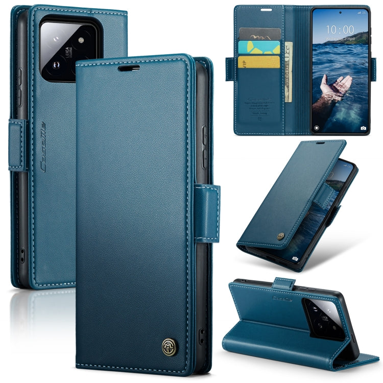 For Xiaomi 14 Pro CaseMe 023 Butterfly Buckle Litchi Texture RFID Anti-theft Leather Phone Case(Blue) - 14 Pro Cases by CaseMe | Online Shopping South Africa | PMC Jewellery | Buy Now Pay Later Mobicred